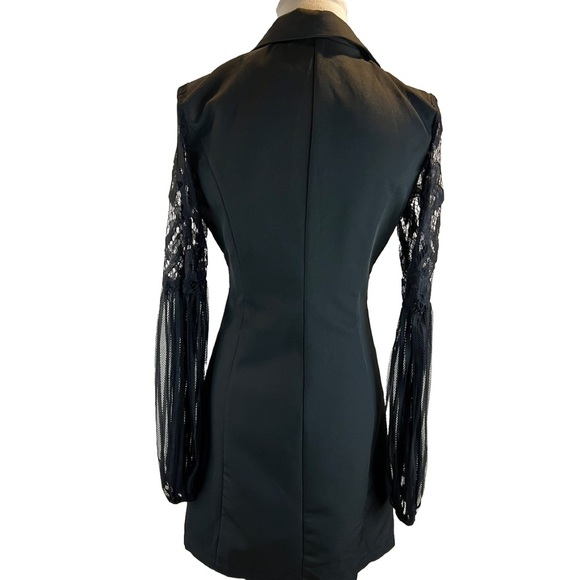 Boohoo US 6 Black Lace Sleeve Blazer Dress - Picture 3 of 8